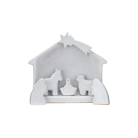 White Stoneware Nativity Set