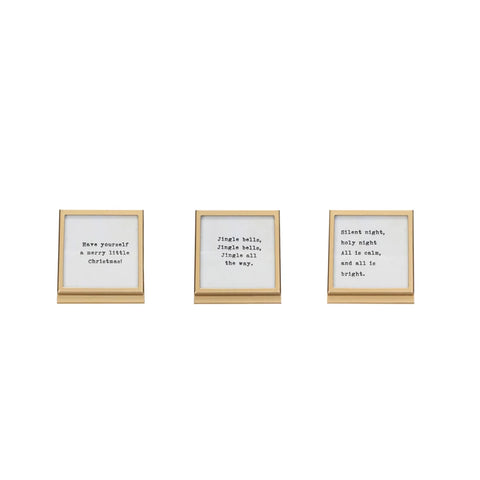 Merry Christmas Gold Metal Frame with Easel