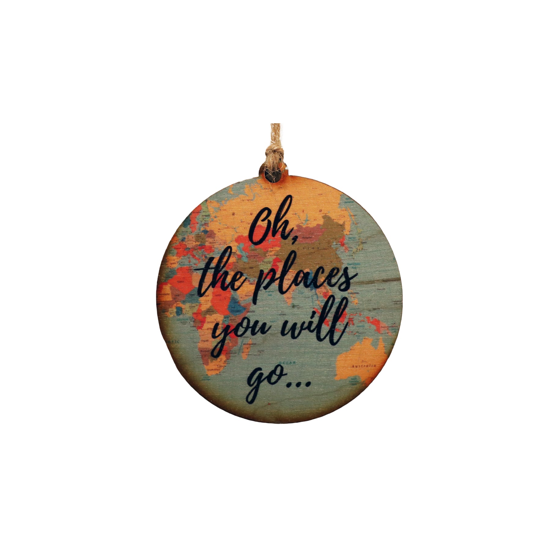Oh The Places Map Ornament