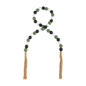 Black/White/Green Beaded Tassel