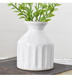 Short White Line Vase