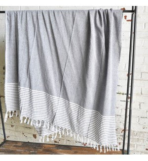 Charcoal Throw with Stripe