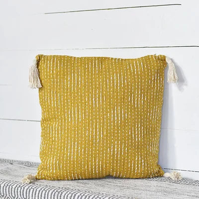 Mustard Pillow with Tassels