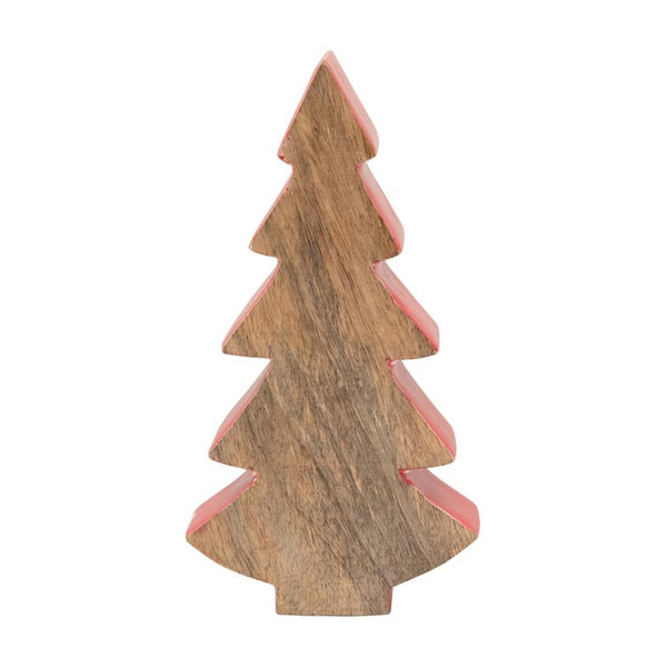 Red Enameled Edge Mango Wood Christmas Tree