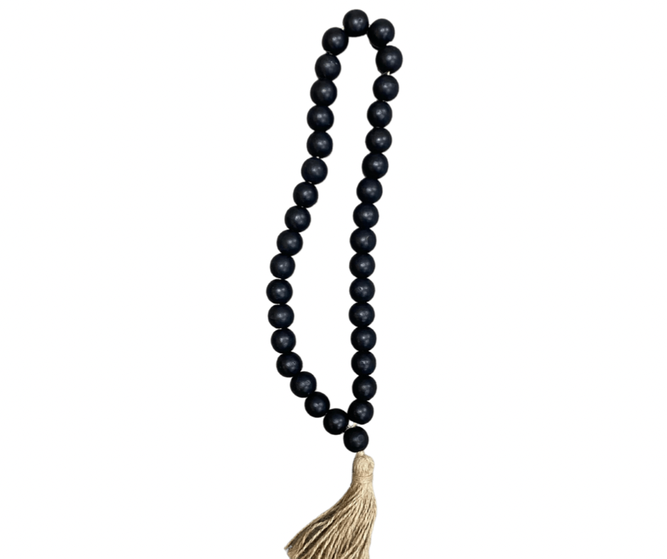 Black Beads with Tassel