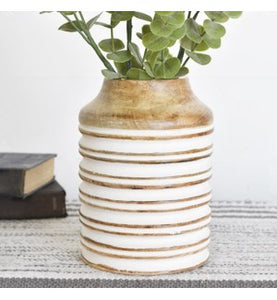 8"Carved Wood Vase