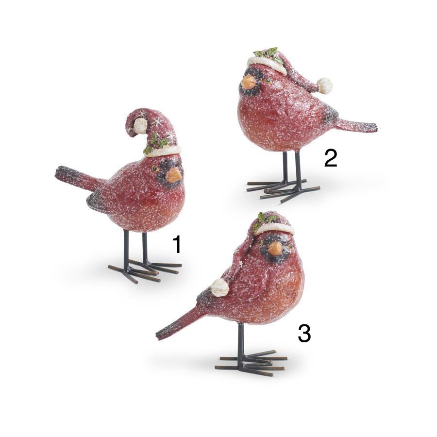 Glittered Resin Cardinals with Stocking Caps