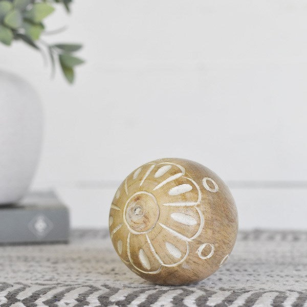 Small Carved Wood Ball