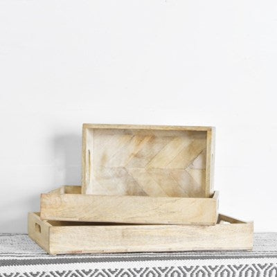 White Wash Wood Trays