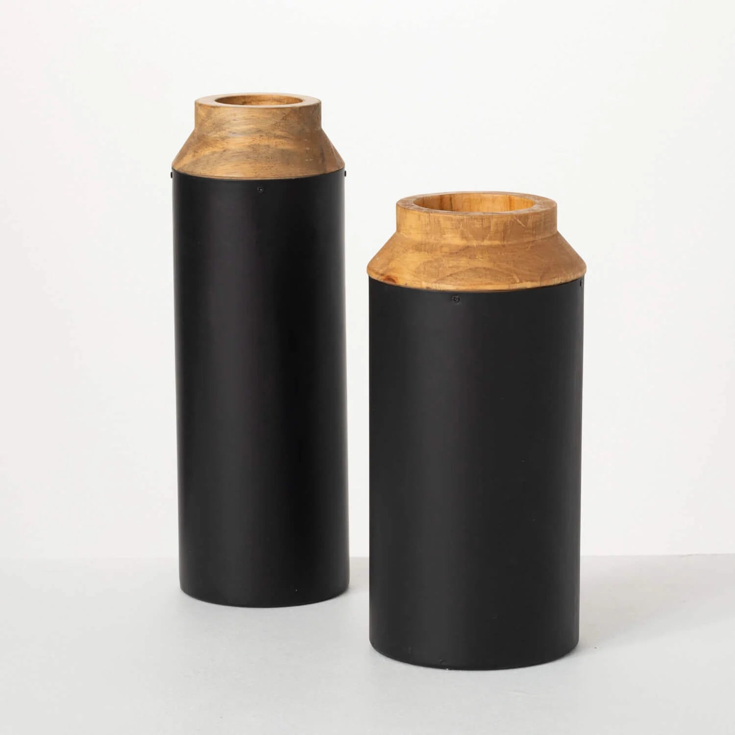Wood Vase with Black Wrap