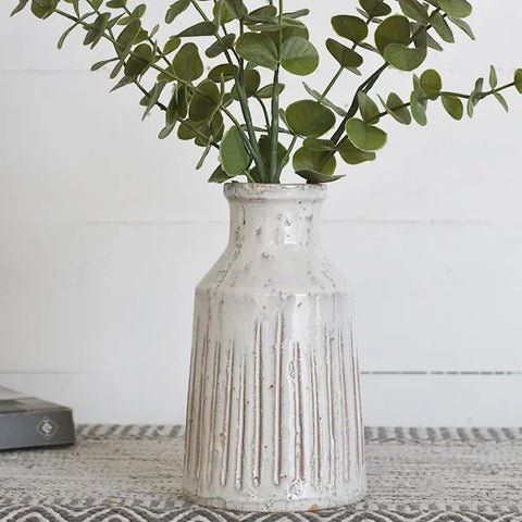 7.5" White Stripe Vase