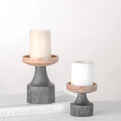 Black and Wood Candle Holders R