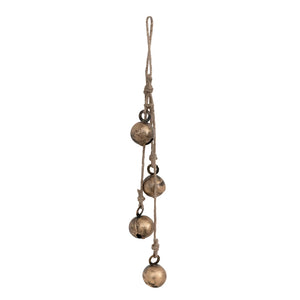 Hanging Metal Jingle Bells with Jute Rope